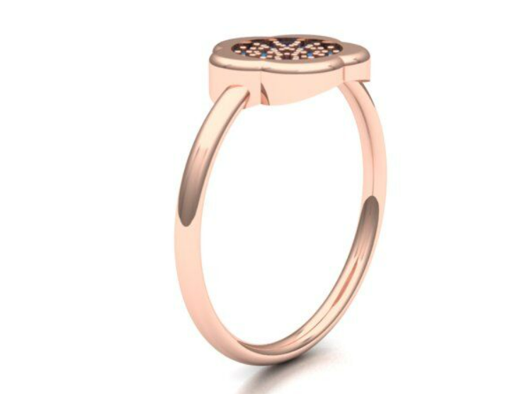 Safir Taşlı Papatya Tasarım Rose Gold Yüzük