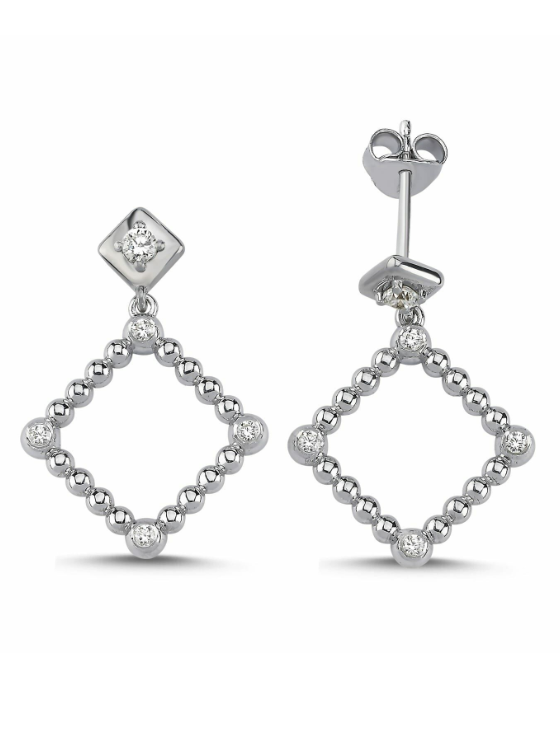 14 Ayar Altın Swarovski Taşlı Sallantılı Küpe – Zarif ve Şık Tasarım
