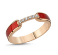 Kırmızı Mine Detaylı Pıranta Taşlı Rose Gold Yüzük