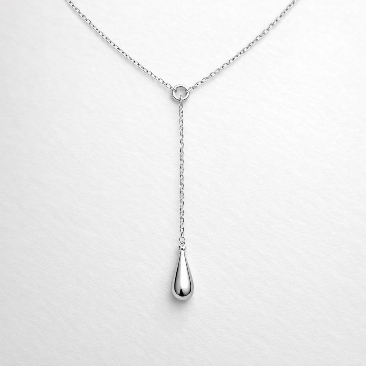 925 Ayar Gümüş Damla Kolye – Minimalist Lariat Tasarım